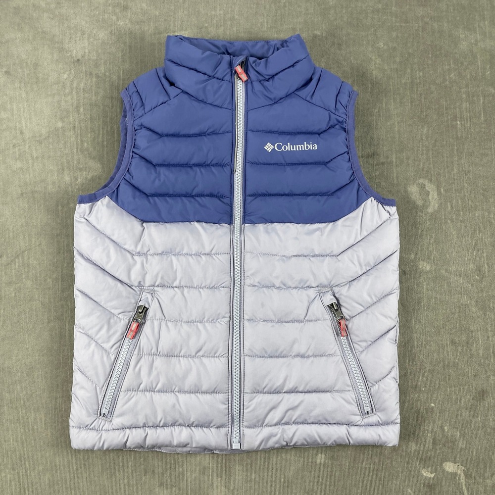 Columbia Kids XS Blue Lavender Puffer Vest Omni-Heat Quilted Zip Up